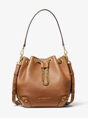 michael michael kors alanis medium logo bucket bag|Alanis Small Pebbled Leather Bucket Bag .